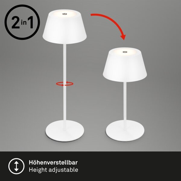 Brilo - LED RGB lampada da tavolo ricaricabile a sfioramento KIKI LED/2,6W/5V IP44 2600 mAh bianco
