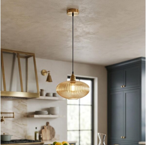 Lampadario a sospensione MILOU 1xE27/15W/230V oro/beige fumé
