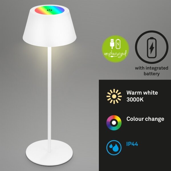 Brilo - LED RGB lampada da tavolo ricaricabile a sfioramento KIKI LED/2,6W/5V IP44 2600 mAh bianco