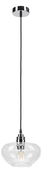 Lampadario a sospensione con cavo FLO, 1x E27, 15W, 230V, cromo lucido/trasparente