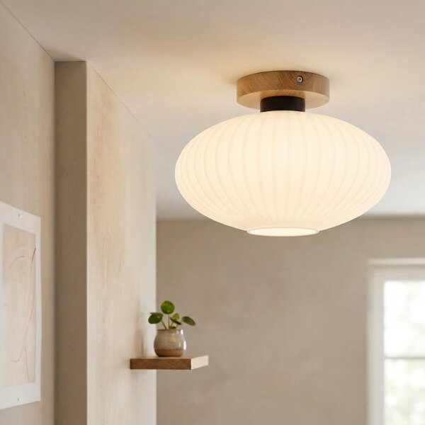 Plafoniera HARMA WOOD 1xE27/15W/230V rovere/bianco diam. 30 cm