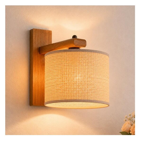Applique AIDA 1xE27/15W/230V rovere/rafia