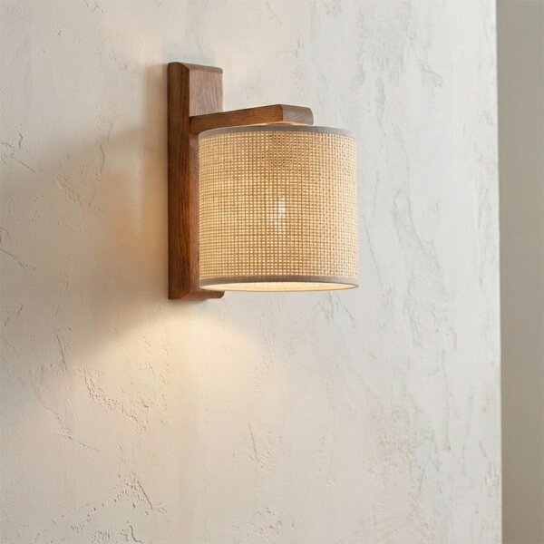 Applique AIDA 1xE27/15W/230V rovere/rafia