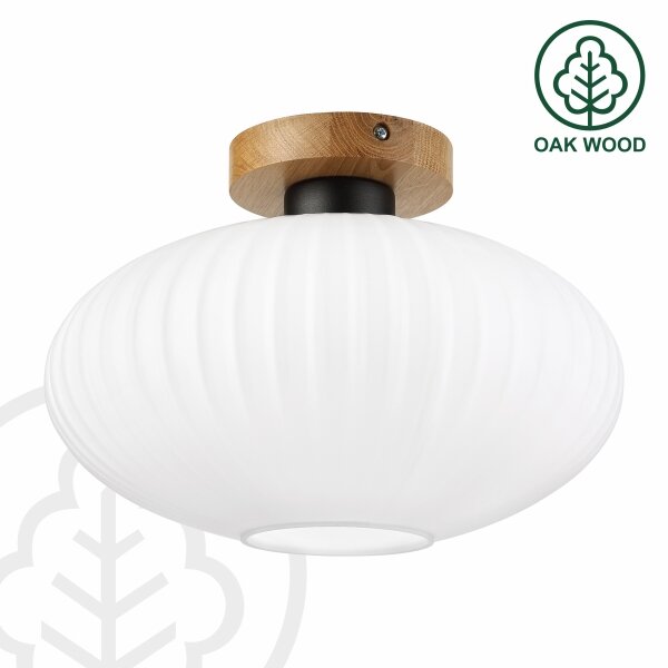 Plafoniera HARMA WOOD 1xE27/15W/230V rovere/bianco diam. 30 cm