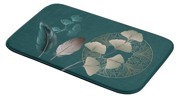 Tappeto bagno turchese 45x75 cm Ginkoblue - douceur d'intérieur
