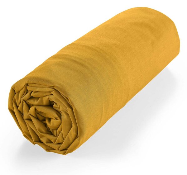 Lenzuolo giallo elasticizzato in cotone biologico 160x200 cm Biolina - douceur d'intérieur