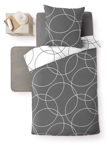 Biancheria da letto singola in microfibra grigia 140x200 cm Elton - douceur d'intérieur