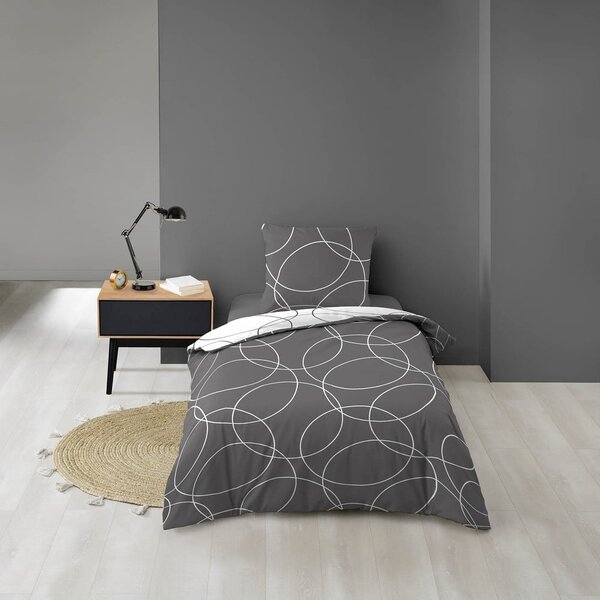 Biancheria da letto singola in microfibra grigia 140x200 cm Elton - douceur d'intérieur