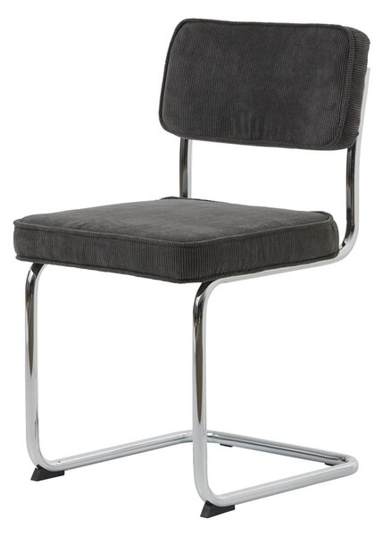 Sedia da pranzo grigio scuro in velluto a coste Rupert - Unique Furniture