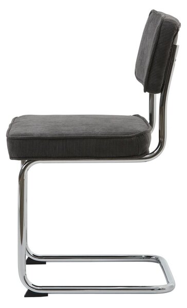 Sedia da pranzo grigio scuro in velluto a coste Rupert - Unique Furniture