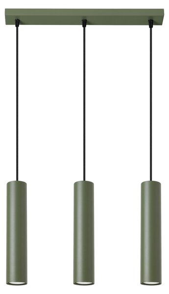 Lampada a sospensione LAGOS 3L verde oliva 3xGU10 10W acciaio 98x6x45cm Sollux Lighting