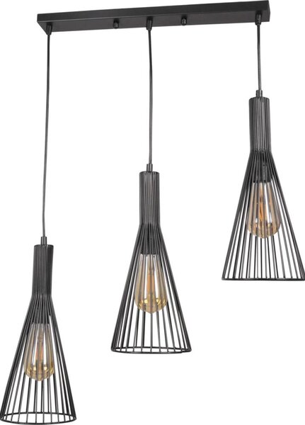 Lampadario a sospensione con filo TIANA 3xE27/20W/230V nero