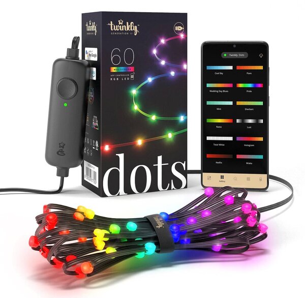 Twinkly Dots catena LED RGB, nero, IP20, 3m