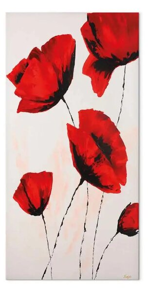 Quadro contemporaneo Papaveri rossi dipinti - motivo floreale minimalista