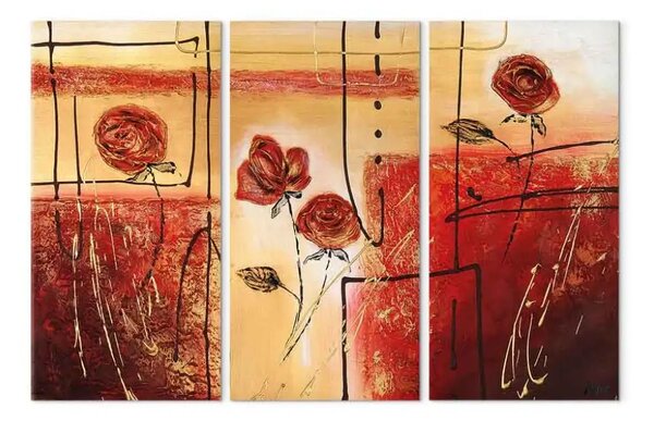 Quadro contemporaneo Composizione astratta con rose