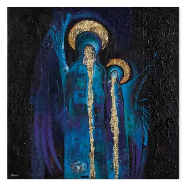 Quadro moderno Santi - fantasia sacra con figure aureolate