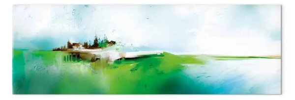 Quadro su tela Orizzonte della terra ritrovato - astrazione blu-verde