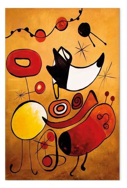 Quadro moderno Ispirazioni Miro - astrazione colorata con motivi dorati