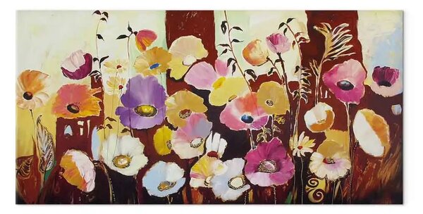 Quadro Fiori di campo - astrazione con prato fiorito colorato