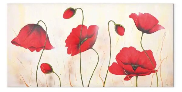 Quadro su tela Papaveri nella nebbia - motivo floreale con fiori