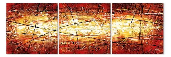 Quadro moderno Ruggine astratta (3 parti) - fantasia con luna bianca e disegni