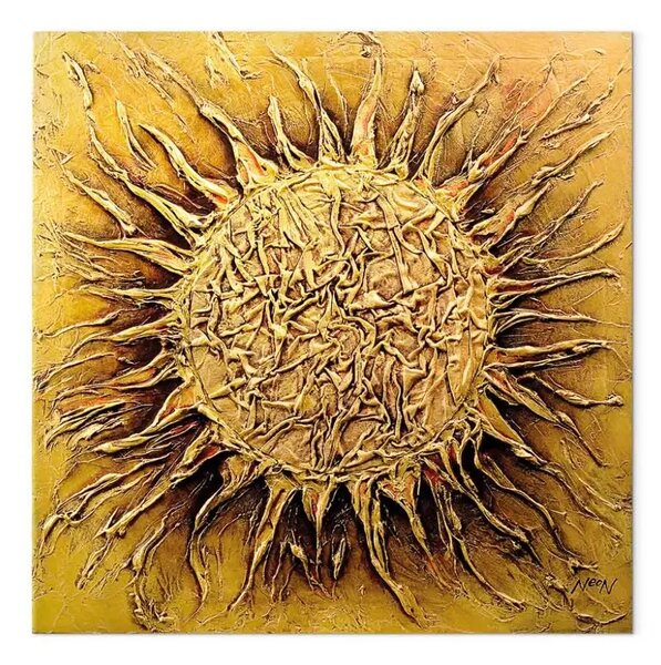 Quadro su tela Astrazione - sole dorato su sfondo uniforme