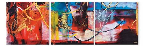 Quadro moderno Composizione (3 parti) - Astrazione colorata con fantasie varie