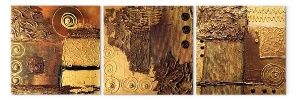 Quadro moderno Astrazione (3 parti) - geometria astratta nelle tonalità del marrone