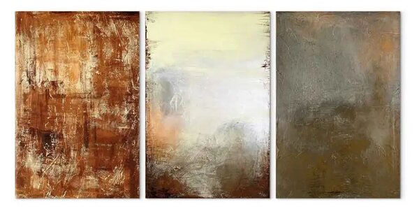 Quadro Astrazione (3 parti) - Fantasia tonalità marrone con riflessi