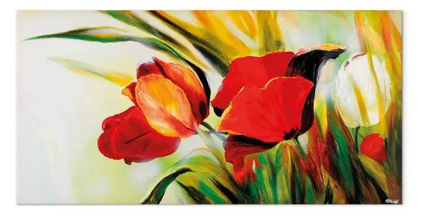 Quadro Tulipani nascosti - composizione di fiori e alte erbe
