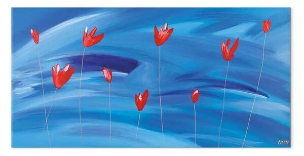 Quadro Tulipani su sfondo azzurro