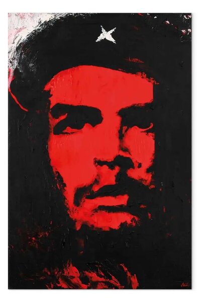 Quadro contemporaneo Rivoluzione argentina - ritratto nero e rosso di una figura iconica