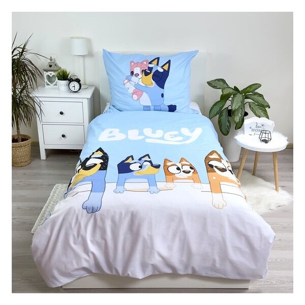 Completo lenzuola letto singolo per bambini in cotone 140x200 cm Bluey - Jerry Fabrics