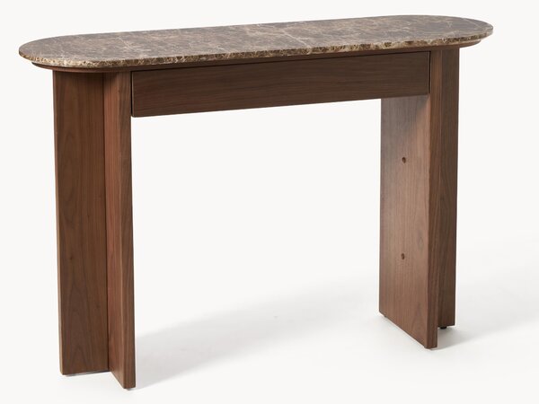Tavolo Consolle URBNLIVING In Metallo E Legno – Design A Cascata, Piano In Finto Marmo Bianco, 77x107x36 Cm, Per Ingresso E Soggiorno