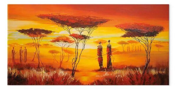 Quadro su tela Tramonto in Africa: magia di luci e ombre II