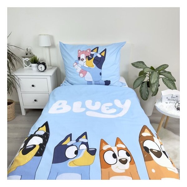 Completo lenzuola letto singolo per bambini in cotone 140x200 cm Bluey - Jerry Fabrics