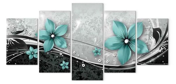 Quadro Turchese fiore di notte