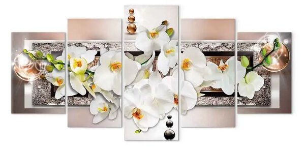 Quadro contemporaneo Orchidea bianca astratta