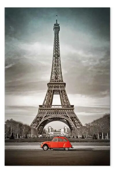 Quadro contemporaneo Auto rossa e Parigi