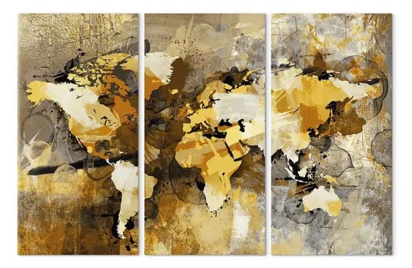 Quadro moderno Mappa del mondo - Caos - trittico