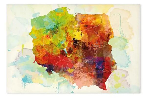 Quadro contemporaneo Cartina della Polonia in acquarello