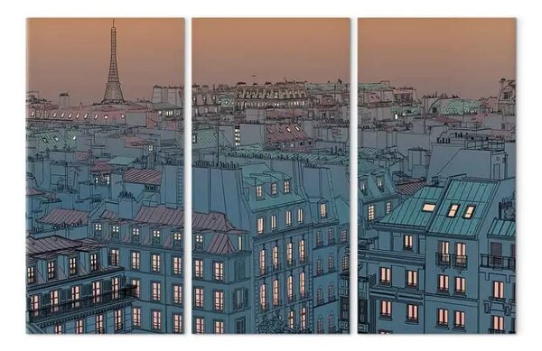 Quadro su tela Parigi: la citta' va a dormire