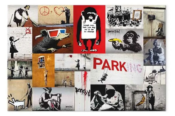 Quadro moderno Banksy - collage