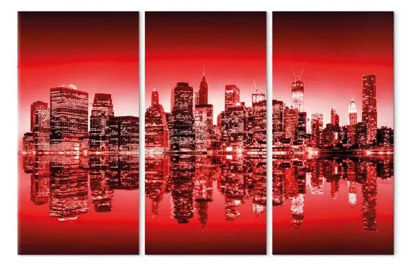 Quadro moderno Bagliore rosso sopra New York