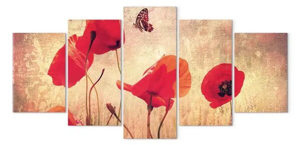 Quadro Papavero e farfallina