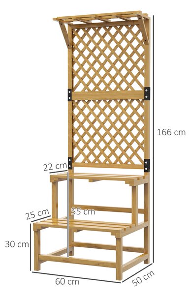 Outsunny Fioriera con Grigliato a 2 Livelli con Tetto e Ripiani a Doghe, in Legno di Abete, 60x50x166 cm|Aosom