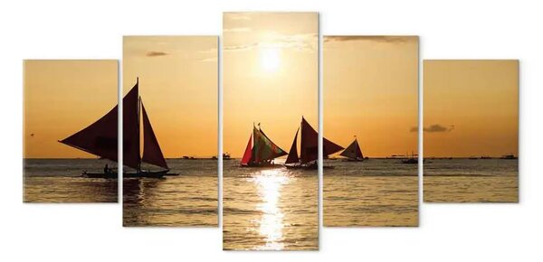 Quadro su tela Barche a vela al tramonto