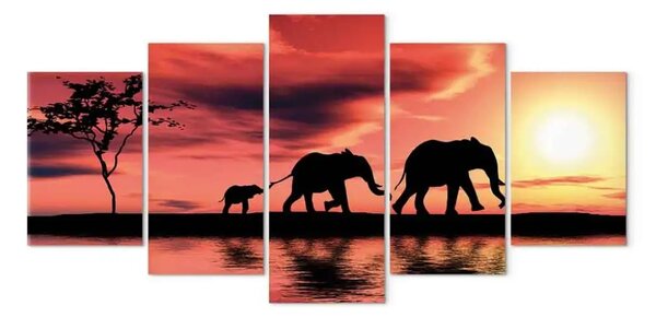 Quadro su tela Famiglia di elefanti africani