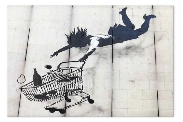 Quadro contemporaneo Donna che cade con il carrello della spesa (Banksy)