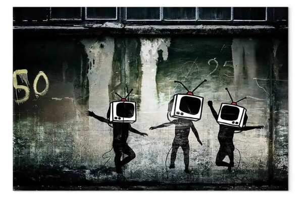 Quadro Danza di teste sul piccolo schermo (Banksy)
